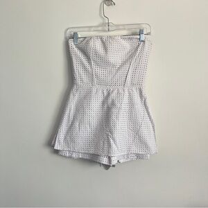 BCBGMAXAZRIA Melany White Strapless Bustier Peplum Romper Women’s Size 2